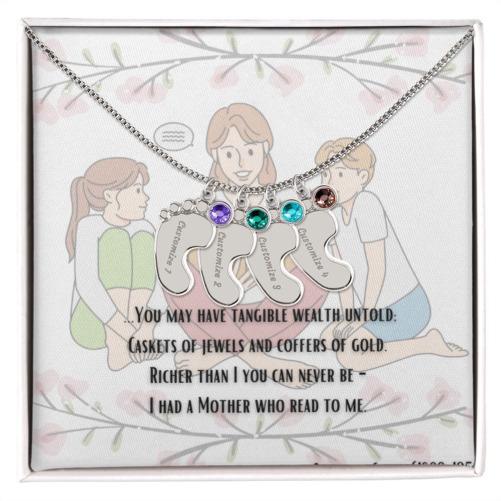 Baby Footprint Necklace with excerpt from The Reading Mother