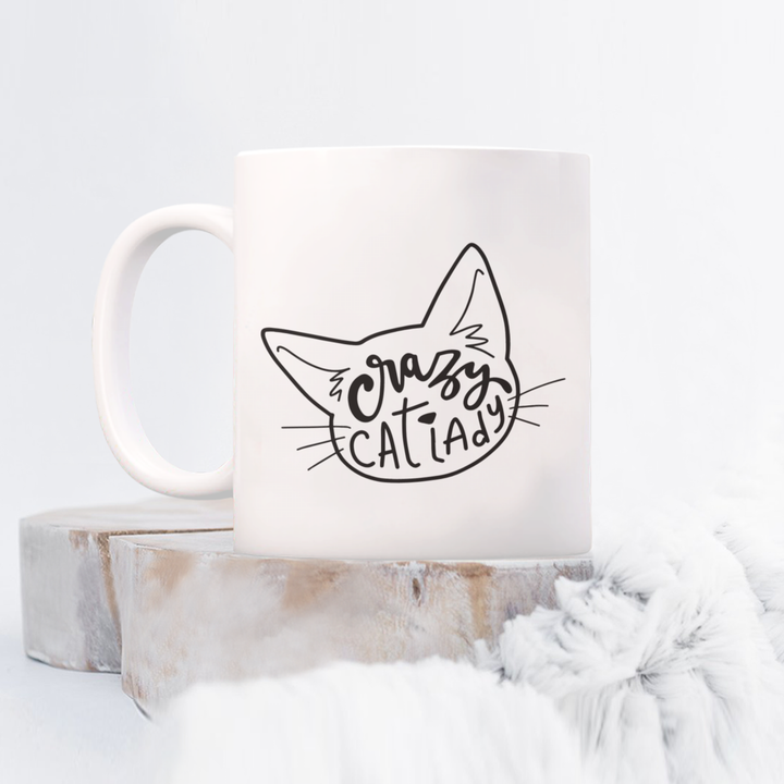 Crazy Cat Lady, two-sided white mug