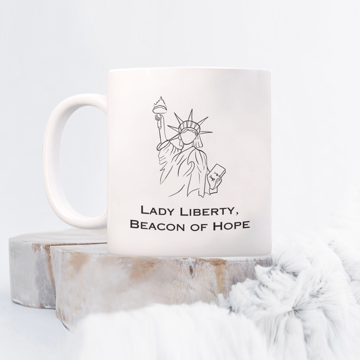 Lady Liberty, Beacon of Hope White Coffee Mug