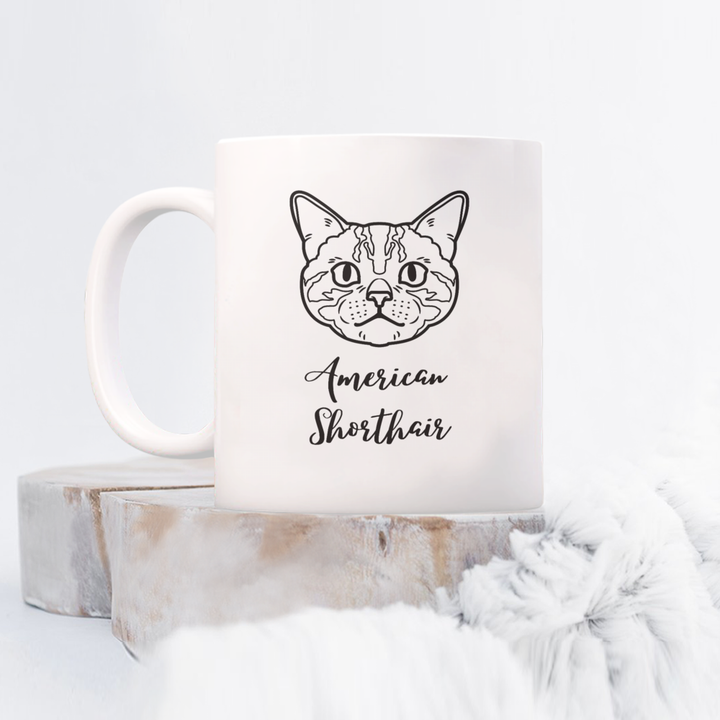 American Shorthair, Cat Breed white coffee mug